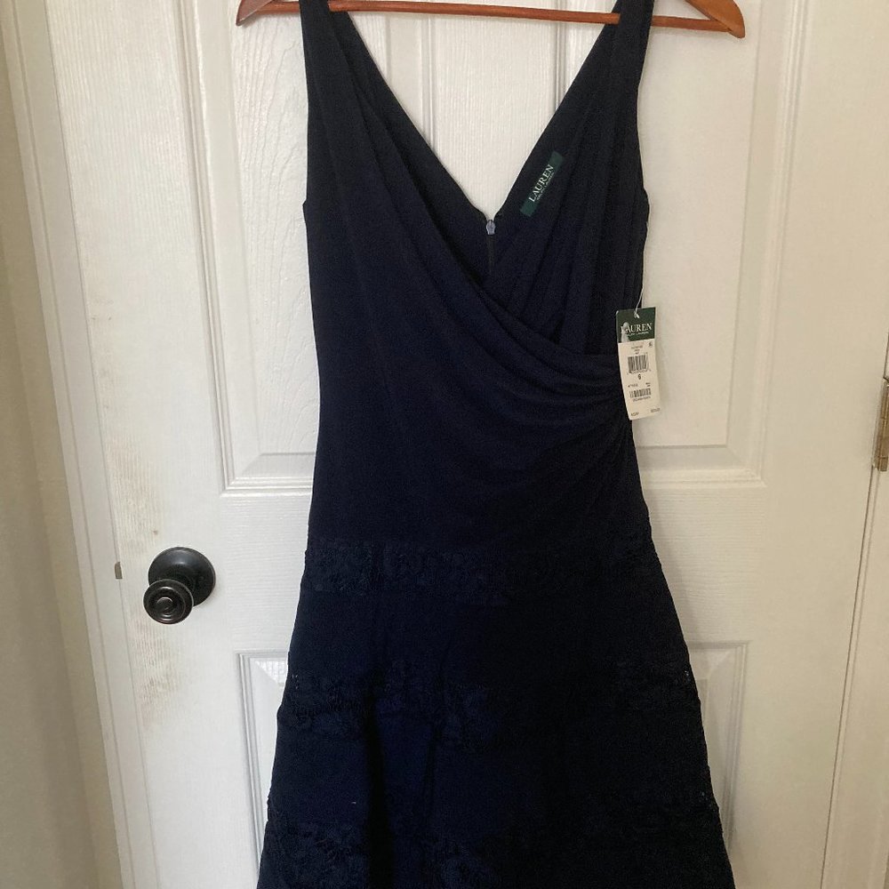 Ralph Lauren Sleeveless Dress w/Lace Inlay - NWT